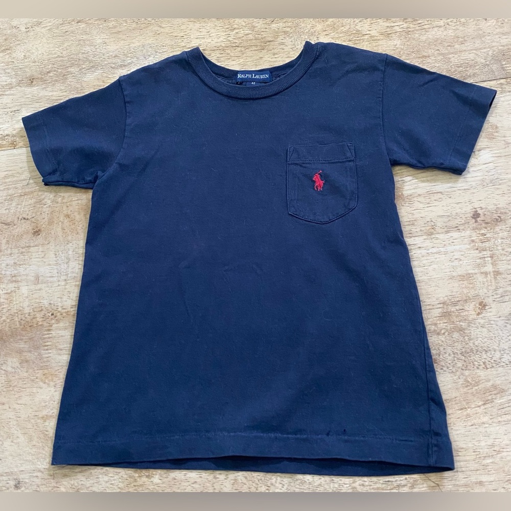 Vintage Polo Ralph Lauren Boys’ Sz 4T Cruise Navy‎ Cotton Jersey Pocket Tee